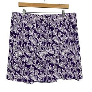 RipSkirt Hawaii Purple White Floral Print Skirt Athletic Women's Large beach